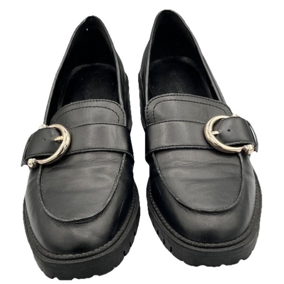 MARC FISHER Black Loafers Dancy 2 Womens 9.5 M Chunky Lug Sole Manmade y2k - Picture 3 of 10